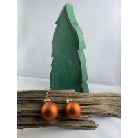 2,5 cm, orange, matte Weihnachtskugel-Ohrringe "X-Mas" aus Glas * Weihnachtsohrringe * Weihnachtskugelohrringe * Bild 1