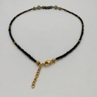 Edelstein Perlen-Halskette in braun gold türkis 44 cm plus Verlängerungskette Bild 9