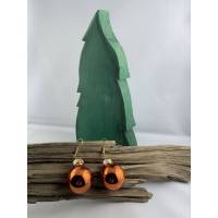 2,5 cm, orange, glänzend Weihnachtskugel-Ohrringe "X-Mas" aus Glas * Weihnachtsohrringe * Weihnachtskugelohrring Bild 1