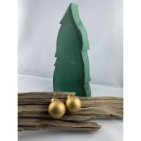 2,5 cm, goldene, matte Weihnachtskugel-Ohrringe "X-Mas" aus Glas * Weihnachtsohrringe * Weihnachtskugelohrringe Bild 1