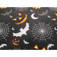 Baumwolle  Popeline Halloween Spinnennetz Geister Fledermaus schwarz (1m/8 ,-€) Bild 1
