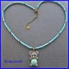 Edelsteinkette Kinderkette Edelstein Türkis Perlen blau bronzefarben Kinder Mädchen Kette lang Teddybär Anhänger Bild 8