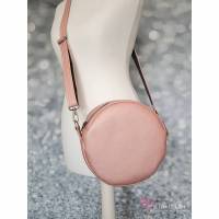 Circlebag/ runde Tasche aus glänzendem Kunstleder in rosé Bild 1