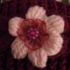 Stirnband gehäkelt beere fuchsia mit Blume Handmade Bild 3
