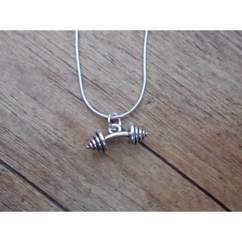 Kleine Hantel 925  Kette Halskette  Sport, Fitness, Glücksbringer