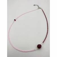 Miyuki-Perlen-Halskette in rosa pink silber 42 cm plus Verlängerungskette Bild 1