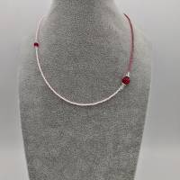 Miyuki-Perlen-Halskette in rosa pink silber 42 cm plus Verlängerungskette Bild 6