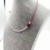 Miyuki-Perlen-Halskette in rosa pink silber 42 cm plus Verlängerungskette Bild 7