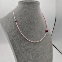 Miyuki-Perlen-Halskette in rosa pink silber 42 cm plus Verlängerungskette Bild 8