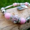 Modulperlen-Armband mit rosa Glitzer-Perle * Armband * Bracelet * Beacharmband Bild 2