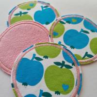 4er Set Kosmetikpads, rund "Äpfel" in rosa / weiß-blau-grün von he-ART by helen hesse Bild 1