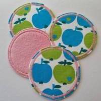 4er Set Kosmetikpads, rund "Äpfel" in rosa / weiß-blau-grün von he-ART by helen hesse Bild 2