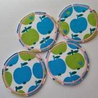4er Set Kosmetikpads, rund "Äpfel" in rosa / weiß-blau-grün von he-ART by helen hesse Bild 3