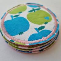 4er Set Kosmetikpads, rund "Äpfel" in rosa / weiß-blau-grün von he-ART by helen hesse Bild 4