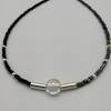 Glas-Perlen-Halskette silber schwarz anthrazit 43 cm plus Verlängerungskette Bild 2