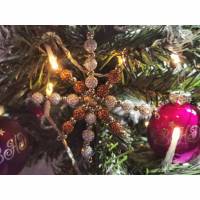 Weihnachtssterne - Adventssterne - Sternanhänger als Schmuck, auch für den Weihnachtsbaum, Gross, Crystal AB-Gold Bild 1