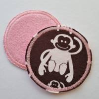 2er Set Kosmetikpads, rund "Affen" in rosa-braun-weiß von he-ART by helen hesse Bild 1