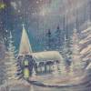 Im Schutz des Engels - Original Acrylgemälde -  gemaltes Engelbild mit Glitter, verschneite Winterlandschaft - 50cm x 70 Bild 2