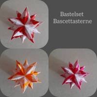 Bastelset Bascetta 9 Sterne klein, orange-pink-rot/transparent,Origami Bild 1