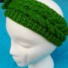 Stirnband gehäkelt grün mit Blume und Knopf Handmade Bild 3