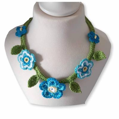 Häkelkette, Kette, Häkelschmuck, Kinderkette, Blumenkette, Häkelblumen, Mädchenschmuck