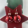 3cm rote matte Weihnachtskugel-Ohrringe "X-Mas" weiße Punkte * Weihnachtsohrringe * Weihnachtskugelohrringe * Ch Bild 2
