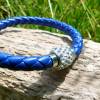 blaues Armband - Leder - Glitzer - Magnetverschluß * Lederarmband * Magnetarmband * Adventskalenderfüllung * Gastgeschen Bild 2