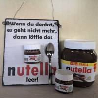 Wenn du denkst es geht nicht mehr dann löffle das Nutella leer Wanddeko Geschenk Küche mit Mini-Nutella und Löffel Bild 4