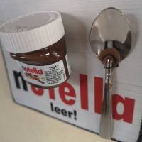 Wenn du denkst es geht nicht mehr dann löffle das Nutella leer Wanddeko Geschenk Küche mit Mini-Nutella und Löffel Bild 8
