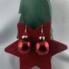 3cm rote glänzende Weihnachtskugel-Ohrringe "X-Mas" Glitzerlinien * Weihnachtsohrringe * Weihnachtskugelohrringe Bild 2