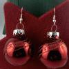 3cm rote glänzende Weihnachtskugel-Ohrringe "X-Mas" Glitzerlinien * Weihnachtsohrringe * Weihnachtskugelohrringe Bild 3