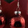 3cm rote glänzende Weihnachtskugel-Ohrringe "X-Mas" Glitzerlinien * Weihnachtsohrringe * Weihnachtskugelohrringe Bild 4