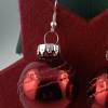 3cm rote glänzende Weihnachtskugel-Ohrringe "X-Mas" Glitzerlinien * Weihnachtsohrringe * Weihnachtskugelohrringe Bild 5
