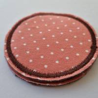 2er Set Kosmetikpads, rund "Pünktchen" in braun-rosa-weiß von he-ART by helen hesse Bild 4