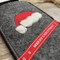 Smartphonehülle Wollfilz bestickt NIKOLAUSMÜTZE Weihnachten Schutzhülle Handyhülle Handytasche personalisierbar Bild 2