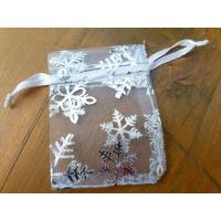10 weiße Organzasäckchen "Schneeflocke" 5x7 cm * Geschenksäckchen * Schmucksäckchen * Geschenkverpackung * Schmu Bild 1