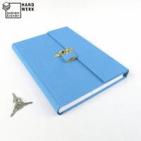 Tagebuch abschließbar, grau-blau, DIN a5, 150 Blatt, handgefertigt Bild 1
