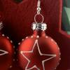 3cm, runde flache rote, matte Weihnachtskugel-Ohrringe mit Stern * Weihnachtsohrringe * Weihnachtskugelohrringe * Christ Bild 3