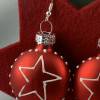 3cm, runde flache rote, matte Weihnachtskugel-Ohrringe mit Stern * Weihnachtsohrringe * Weihnachtskugelohrringe * Christ Bild 4