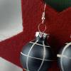 3cm grau-blau matte Weihnachtskugel-Ohrringe, kariert * Weihnachtsohrringe * Christbaumkugelohrringe Bild 4
