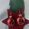 3cm, runde flache rote, glänzend Weihnachtskugel-Ohrringe mit Stern * Weihnachtsohrringe * Weihnachtskugelohrringe * Chr Bild 2