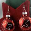 3cm, runde flache rote, glänzend Weihnachtskugel-Ohrringe mit Stern * Weihnachtsohrringe * Weihnachtskugelohrringe * Chr Bild 3