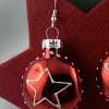 3cm, runde flache rote, glänzend Weihnachtskugel-Ohrringe mit Stern * Weihnachtsohrringe * Weihnachtskugelohrringe * Chr Bild 4