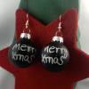 3cm, schwarze, matte Weihnachtskugel-Ohrringe Merry X-Mas * Weihnachtsohrringe * Weihnachtskugelohrringe * Christbaumkug Bild 2