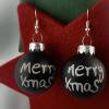 3cm, schwarze, matte Weihnachtskugel-Ohrringe Merry X-Mas * Weihnachtsohrringe * Weihnachtskugelohrringe * Christbaumkug Bild 3