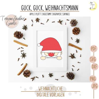 Guck-Guck Weihnachtsmann Appli, Digi, Plott