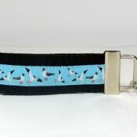 Schlüsselband Schlüsselanhänger schwarz blau hellblau Möwe Möwen maritim handmade Bild 1