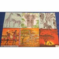 Giraffen  / Elefant / Zebra / Sonnenuntergang  / Wildlife 6 Servietten / Motivservietten  Afrika Motive Mix 33 Bild 1