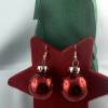 3cm rote glänzende Weihnachtskugel-Ohrringe "X-Mas" Glitzerornament * Weihnachtsohrringe * Weihnachtskugelohrrin Bild 2