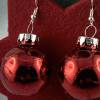 3cm rote glänzende Weihnachtskugel-Ohrringe "X-Mas" Glitzerornament * Weihnachtsohrringe * Weihnachtskugelohrrin Bild 3